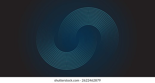 Abstract modern bright green gradient background with glowing neon circle lines element and halftone dots decoration. Trendy simple texture creative design. Suit for presentation, website