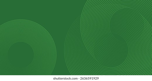 Abstract modern bright green gradient background with glowing neon circle lines element and halftone dots decoration. Trendy simple texture creative design. Suit for presentation, website