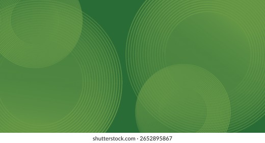 Abstract modern bright green gradient background with glowing neon circle lines element and halftone dots decoration. Trendy simple texture creative design. Suit for presentation, website