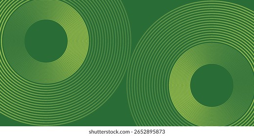 Abstract modern bright green gradient background with glowing neon circle lines element and halftone dots decoration. Trendy simple texture creative design. Suit for presentation, website