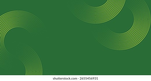 Abstract modern bright green gradient background with glowing neon circle lines element and halftone dots decoration. Trendy simple texture creative design. Suit for presentation, website