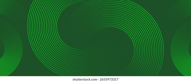 Abstractas fondo degradado verde brillante moderno con elemento de líneas de círculo de neón brillante y decoración de puntos de semitono. Diseño creativo de textura simple de moda. Traje para la presentación, Sitio web
