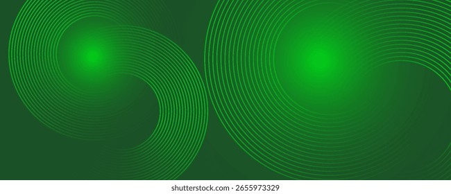 Abstrato moderno brilhante fundo gradiente verde com brilho neon círculo elemento linhas e meio-tom pontos decoração. Design criativo de textura simples moderno. Terno para apresentação, site