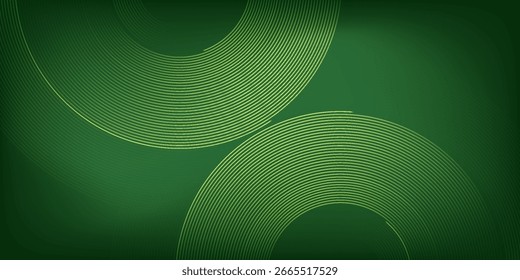 Abstrato moderno brilhante fundo gradiente verde com brilho neon círculo elemento linhas e meio-tom pontos decoração.