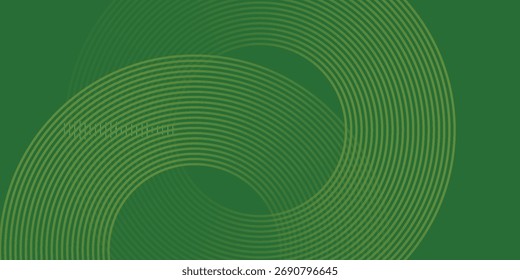 Abstract modern bright green gradient background with glowing neon circle lines element and halftone dots decoration. Trendy simple texture creative design. Suit for presentation, 