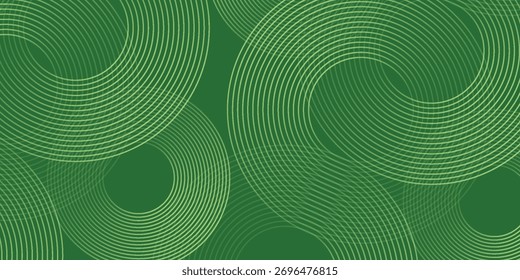 Abstractas fondo de arte degradado verde brillante moderno con elemento de líneas de círculo de neón brillante y decoración de puntos de semitono. Diseño creativo de textura simple de moda. Traje para la presentación, Sitio web
