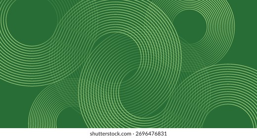 Abstract modern bright green gradient art background with glowing neon circle lines element and halftone dots decoration. Trendy simple texture creative design. Suit for presentation, website