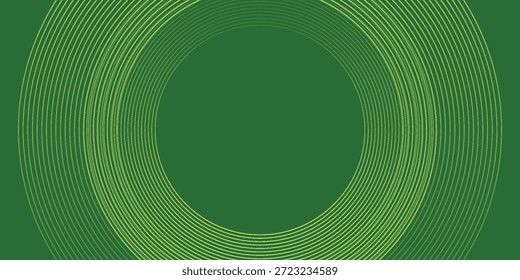 Abstract modern bright green gradient background with glowing neon circle lines element and halftone dots decoration. Trendy simple texture creative design. Suit for presentation, website