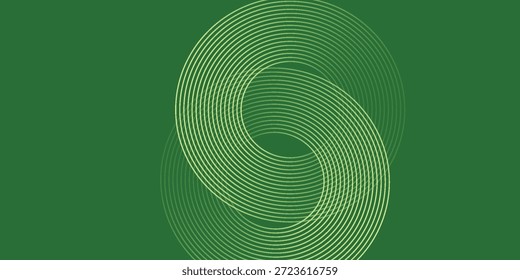Abstract modern bright green gradient background with glowing neon circle lines element and halftone dots decoration. Trendy simple texture creative design. Suit for presentation, website