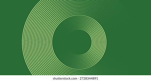 Abstract modern bright green gradient background with glowing neon circle lines element and halftone dots decoration. Trendy simple texture creative design. Suit for presentation, website