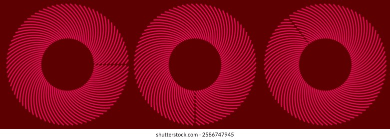 Abstract modern bright red gradient background with glowing neon circle lines element and halftone dots decoration. Trendy simple texture creative design. Suit for presentation, website