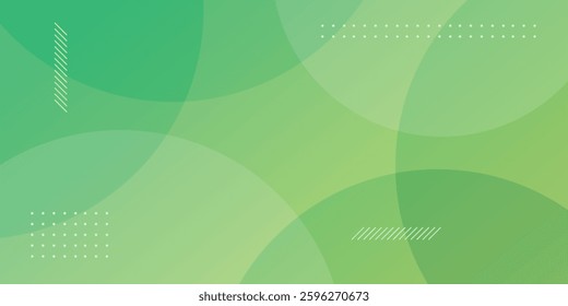 Abstract modern bright soft green geometric round shape horizontal banner for presentation background