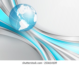 abstract modern bright vector template with lines and globe. Eps10