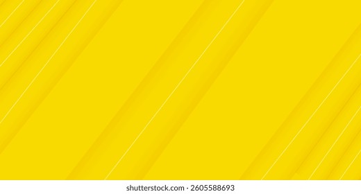 Abstract modern bright yellow gradient background. Trendy simple diagonal dynamic geometric stripes vector design with shine lines and shadow