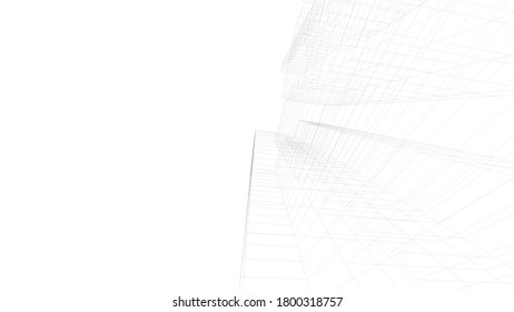 abstract modern building architectural 3d view