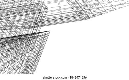 abstract modern building architectural 3d illustration 