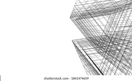 ilustración 3d de la arquitectura abstracta del edificio moderno 