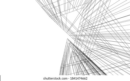 abstract modern building architectural 3d illustration 