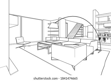 abstract modern building architectural 3d illustration 