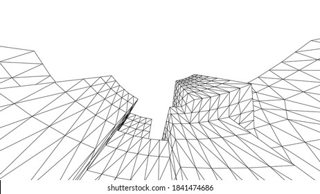 abstract modern building architectural 3d illustration 