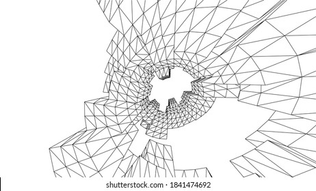 abstract modern building architectural 3d illustration 