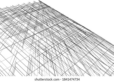 ilustración 3d de la arquitectura abstracta del edificio moderno 