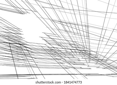 abstract modern building architectural 3d illustration 