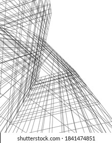 abstract modern building architectural 3d illustration 