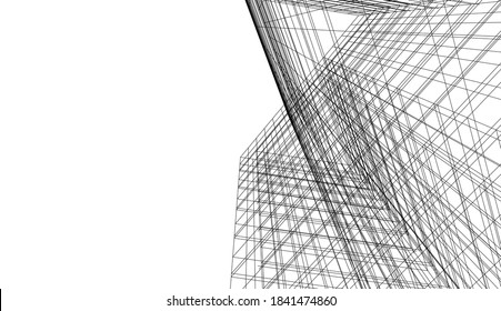 abstract modern building architectural 3d illustration 