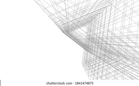 abstract modern building architectural 3d illustration 