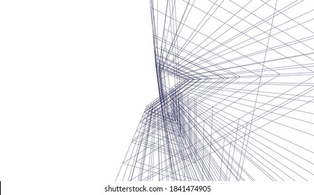 abstract modern building architectural 3d illustration 
