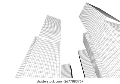 Abstract modern building. Architectural concept sketch