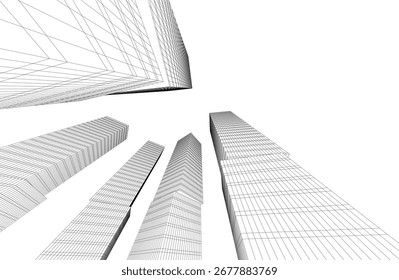 Edifício moderno. Esboço do conceito arquitetônico