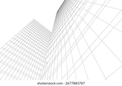 Abstract modern building. Architectural concept sketch