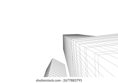 Abstract modern building. Architectural concept sketch