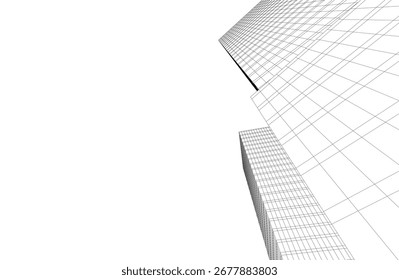 Edifício moderno. Esboço do conceito arquitetônico