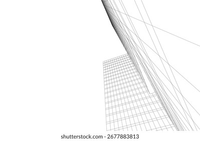 Abstract modern building. Architectural concept sketch