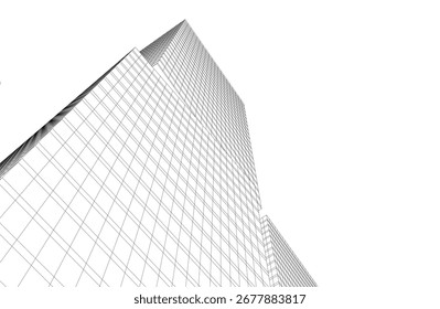 Abstractas edificio moderno. Boceto de concepto arquitectónico