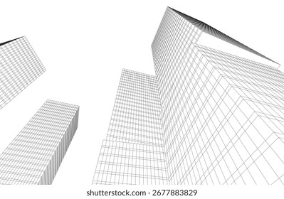 Abstract modern building. Architectural concept sketch