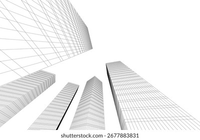 Abstract modern building. Architectural concept sketch