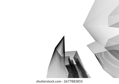 Abstractas edificio moderno. Boceto de concepto arquitectónico