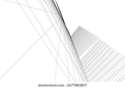 Abstractas edificio moderno. Boceto de concepto arquitectónico