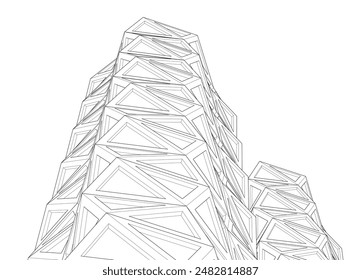 Abstract modern building. Architecture concept sketch. 