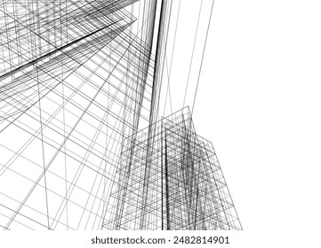 Abstract modern building. Architecture concept sketch. 