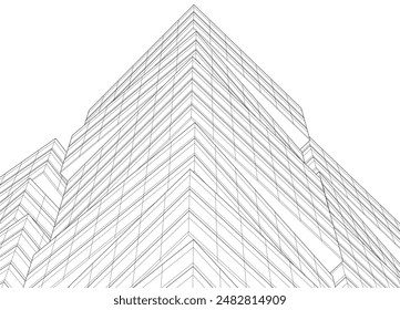 Abstract modern building. Architecture concept sketch. 