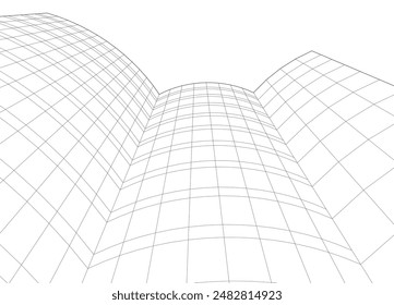 Abstract modern building. Architecture concept sketch. 