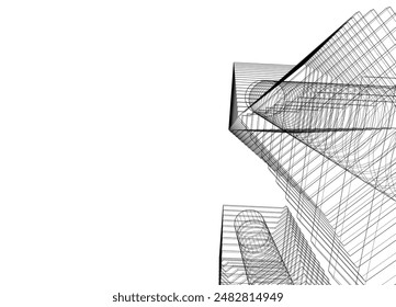Abstract modern building. Architecture concept sketch. 
