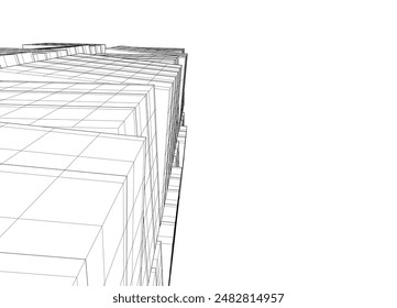 Abstract modern building. Architecture concept sketch. 