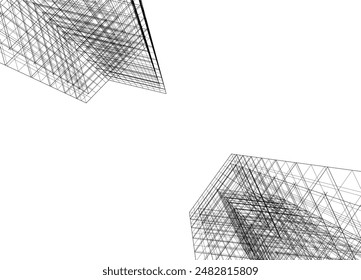 Abstract modern building. Architecture concept sketch. 