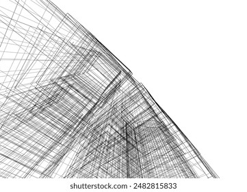 Abstract modern building. Architecture concept sketch. 